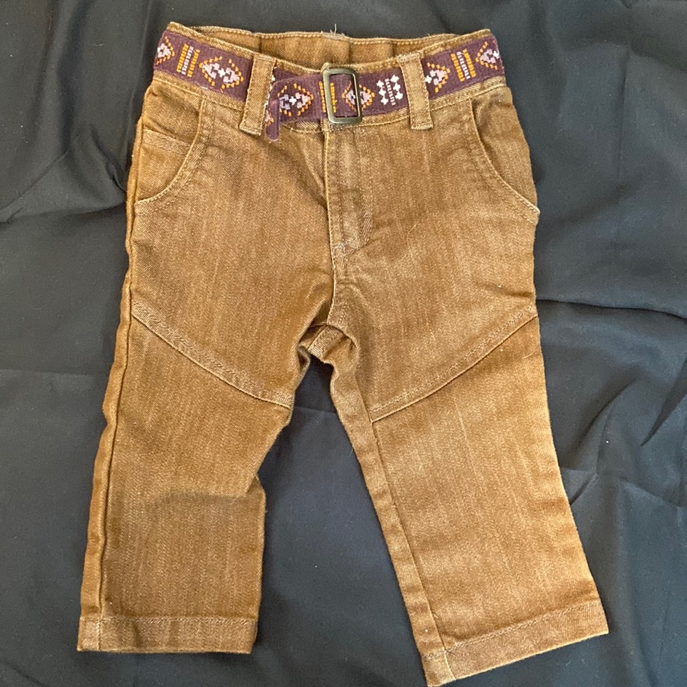 12 month brown pants with Bill built In belt